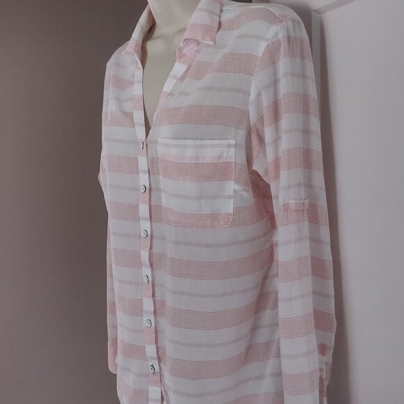 Columbia Women's Pink Plaid Button Down Shirt - MEDIUM - Picture 3 of 6